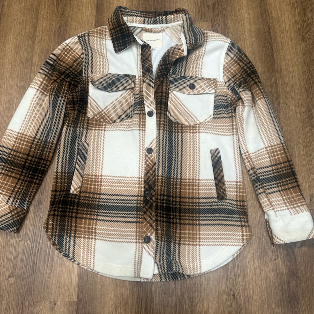 Plaid Brown and Black light weight coat